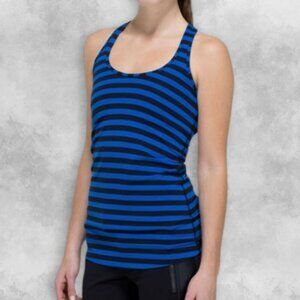 Lululemon Cool Tank Top Racerback Bold Stripes Pattern Blue Black Women's Medium